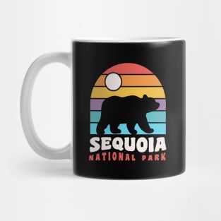 Sequoia National Park Bear Badge Retro Sunset Mug